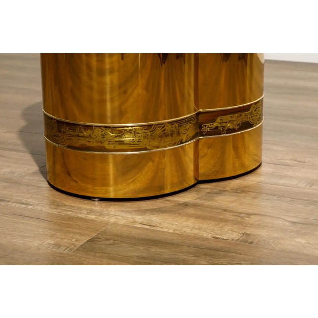 Bernard Rohne for Mastercraft Acid-Etched Brass Lamp Table or Side Table, 1970s For Sale - Image 14 of 18