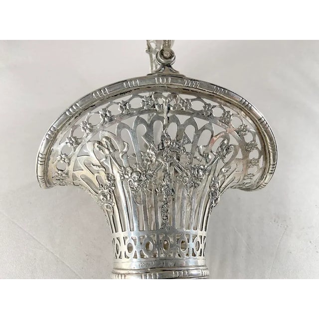 Late 19thC German Sterling Silver Pierced Basket W/Glass For Sale - Image 4 of 13