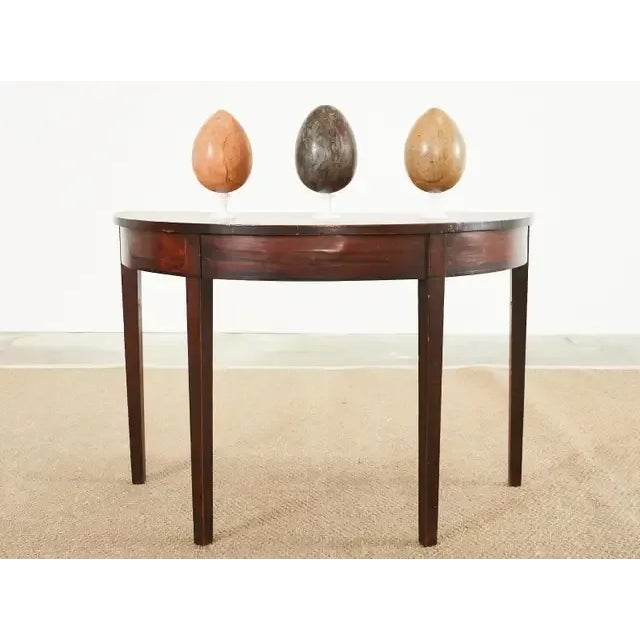 Unique set of three large Italian polished marble egg specimens from Italy. Beautifully hand-formed and each having a...