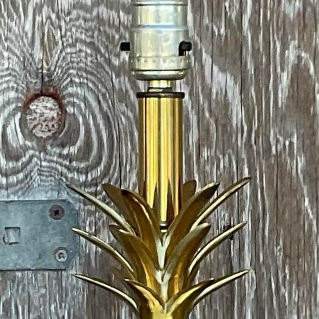 Vintage Regency Petite Brass Pineapple Lamp For Sale - Image 13 of 14