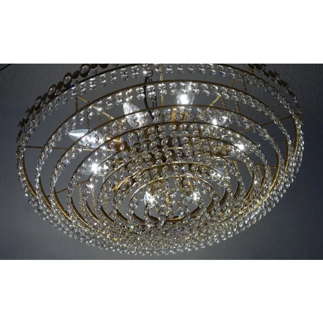 Brass & Lead Crystal Chandelier from Preico, 1970s For Sale - Image 9 of 12