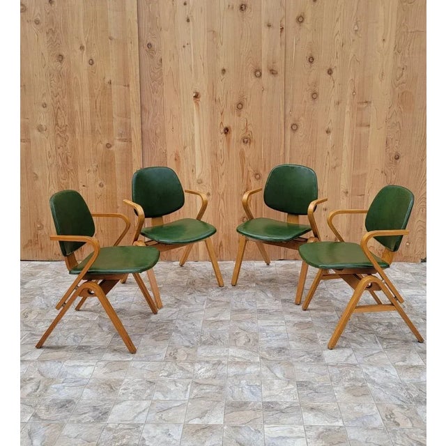 Mid Century Modern Plywood Dining Chairs by Joe Atkinson for Thonet for Reupholstery - Set of 4 For Sale - Image 9 of 9