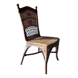 Vintage Wicker and Bamboo Bedroom Chair For Sale