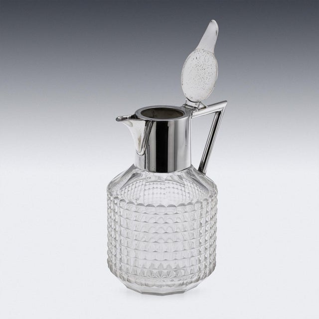 Glass Antique German Silver Plated and Cut Glass Claret Jug from WMF, 1890s For Sale - Image 7 of 18