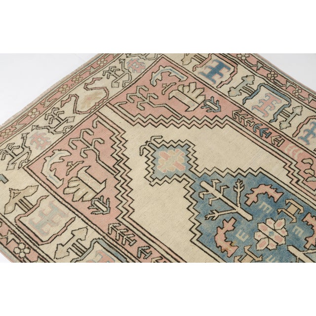 Tan 1960s Oushak Anatolian Handknotted Rug For Sale - Image 8 of 9
