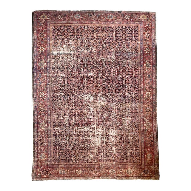 1900-1915's Antique Carpet with Moody Deep Colors 10 X 13 For Sale