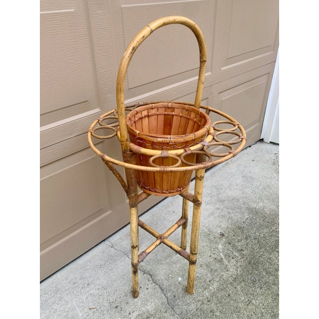 Mid-Century Rattan and Bamboo Champagne Butler Stand For Sale In South Bend - Image 6 of 13