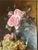 The School of Paris Antique French Floral Pink Roses Oil Still Life Painting For Sale - Image 3 of 8