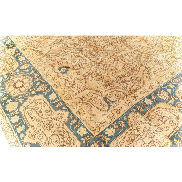 Gold Fine Antique Persian Tabriz Handmade Wool Rug For Sale - Image 8 of 9