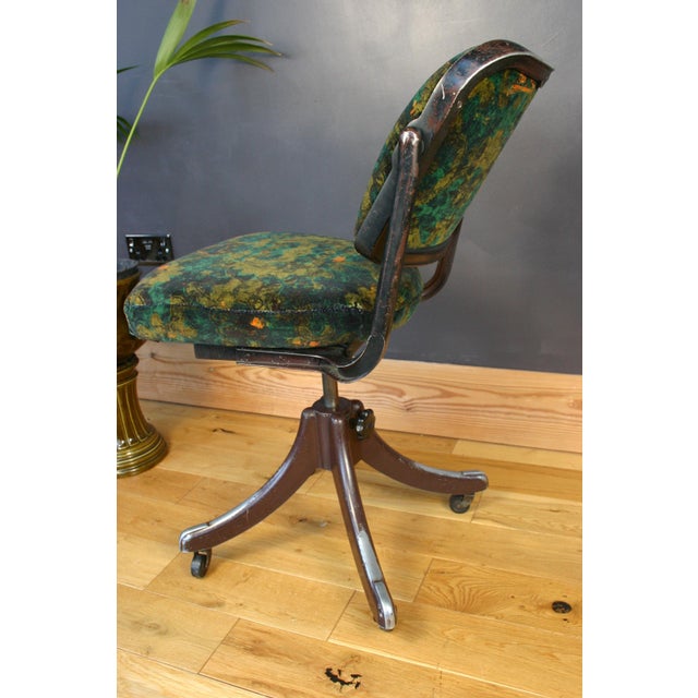 Metal Vintage Tansad Industrial Swivel Chair in Blackpop Velvet, 1950s For Sale - Image 7 of 18