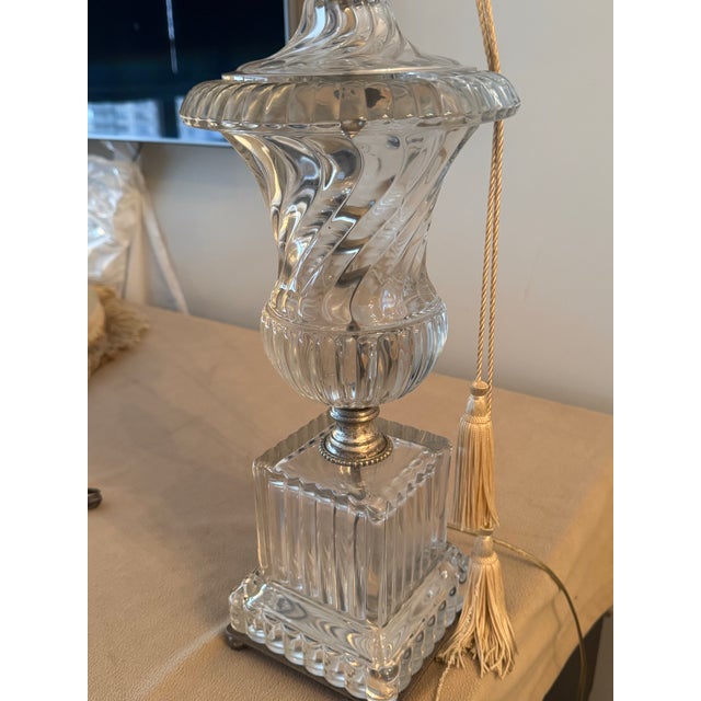 Transparent Vintage Paul Hanson Baccarat Style Crytal Table Lamp For Sale - Image 8 of 9