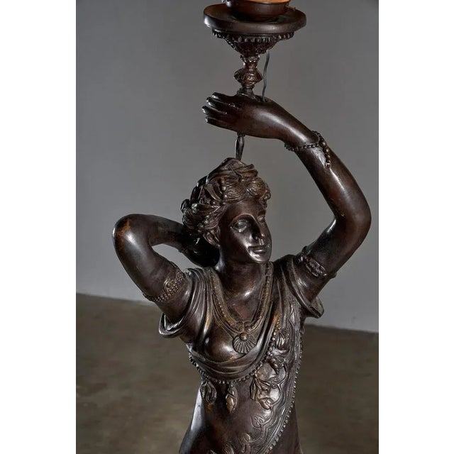 Large Sculptural Male and Female Lamps in Bronze, 1920s, Set of 2 For Sale - Image 9 of 12