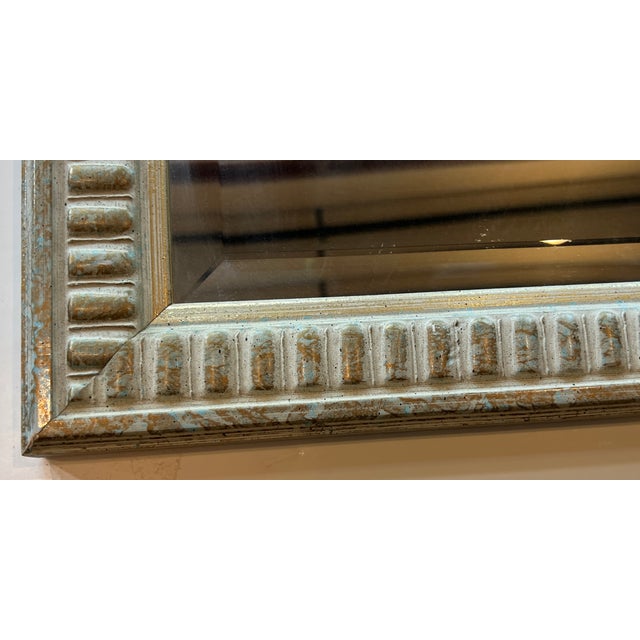 Wood White Gold Embossed Wood Mirror For Sale - Image 7 of 10