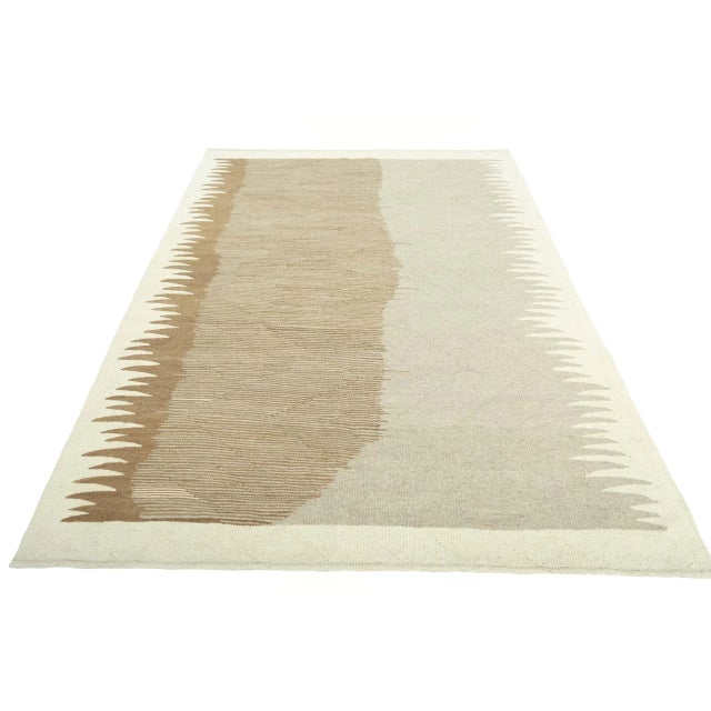 Modern Handwoven Kilim Rug in Beige and Sand Tones For Sale - Image 3 of 9