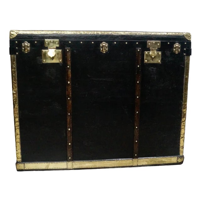 Victorian Oiled Canvas Travel Trunk, 1880s For Sale