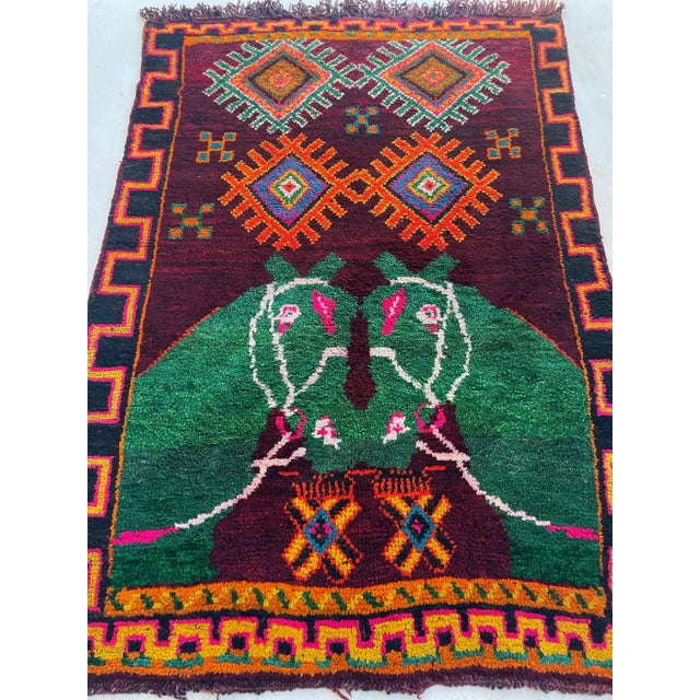 Moroccan Moroccan Sister Horse Rug Wool Pile Rug - 4 X 6 For Sale - Image 3 of 12
