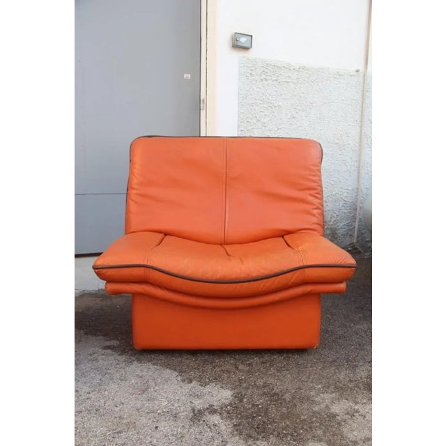 Cognac Leather Gabbiano Sofa & 2 Chairs from Lev&Lev, 1980s, Set of 3 For Sale - Image 4 of 18