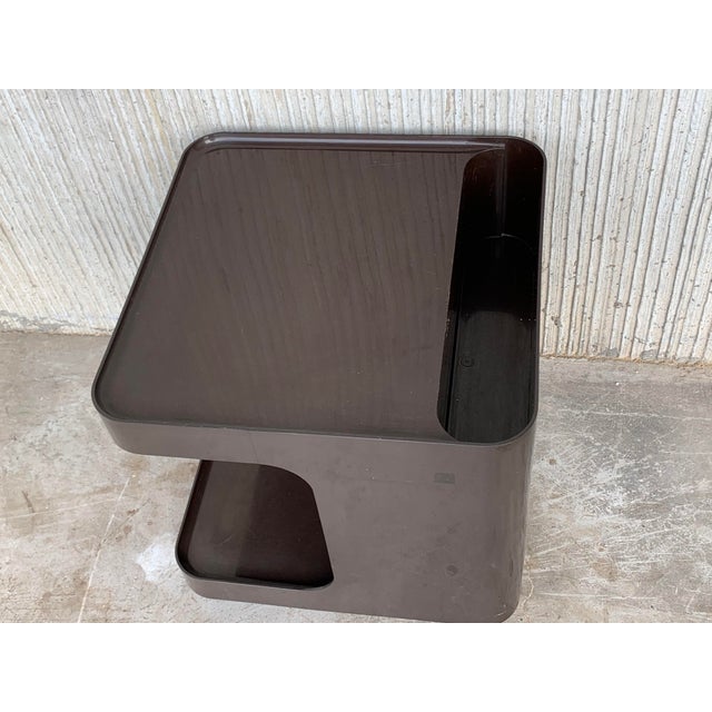 Space Age Vintage Side "Game" Table in Smoked Plastic With Wheels, by Longato For Sale - Image 4 of 7