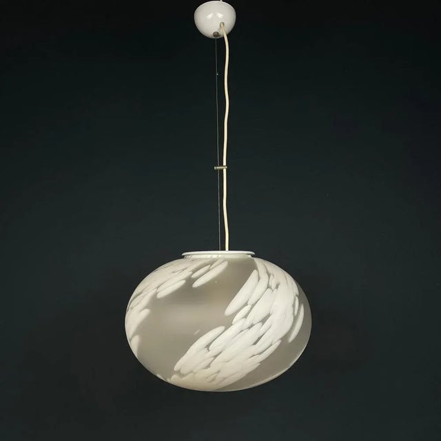 Vintage Swirl Murano Glass Pendant Lamp in Vetri Murano, Italy, 1970s For Sale - Image 7 of 11