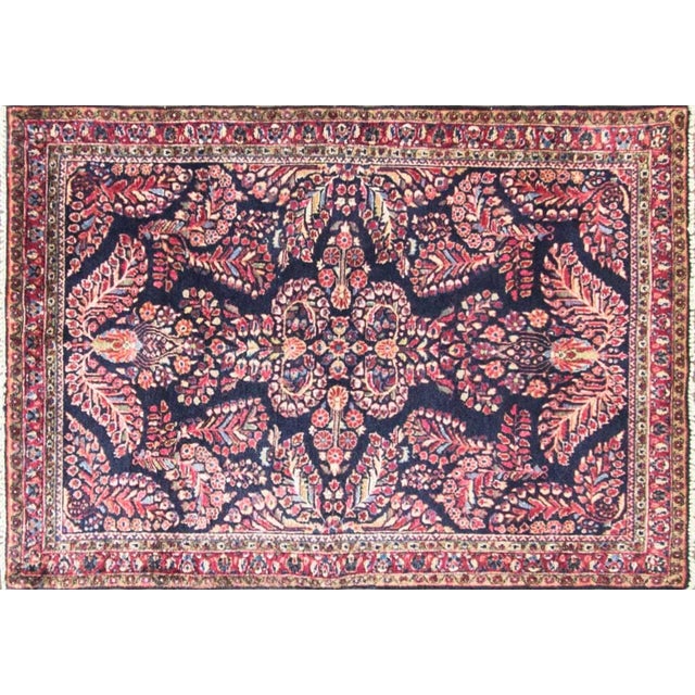 Textile Antique Persian Mohajeran Sarouk Rug, 3'5" X 4'11" For Sale - Image 7 of 9