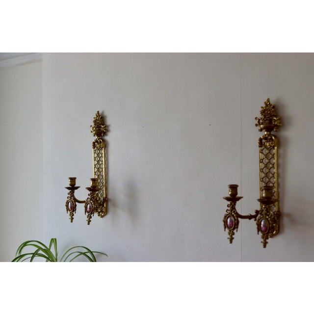 Vintage French Brass Sconces, Set of 2 For Sale - Image 9 of 9