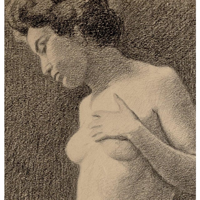 This beautiful antique charcoal nude drawing is dated August 1913 (noted in photos). Though the artist is unknown, this...