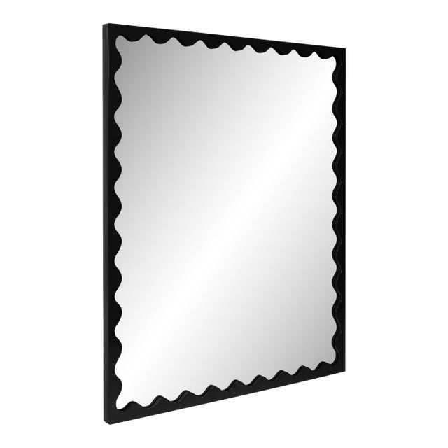Scalloped Black Rectangle Mirror For Sale