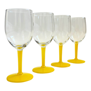 Yellow Stem Wine Glasses - Set of 4