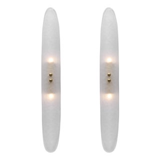Pair of Contemporary Venetian Acid-Etched Panel Sconces, Murano, Italy For Sale