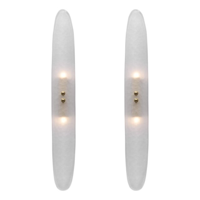 Pair of Contemporary Venetian Acid-Etched Panel Sconces, Murano, Italy For Sale