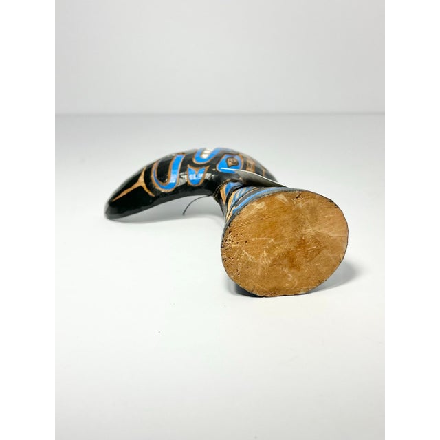 Northwest First Nation Blue Black Hand Carved Painted Formline Whale Tail For Sale In Dallas - Image 6 of 8