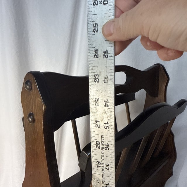 Vintage MCM 2 Tier Floor Magazine Wood Rustic Spindle Rack For Sale In Dallas - Image 6 of 7