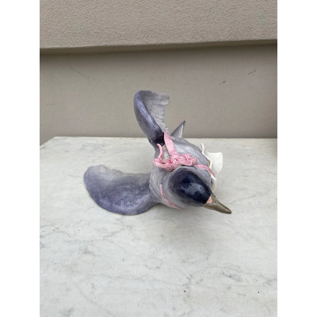 19th Century French Majolica Pigeon Wall Pocket For Sale - Image 4 of 11