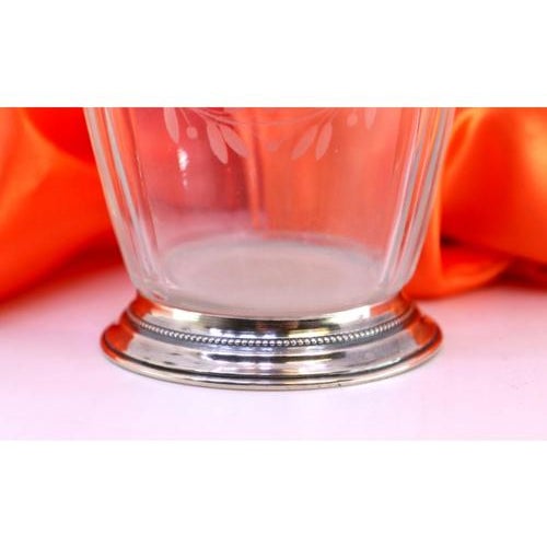 Acid Etched Glass Bottle with Pearlescent Trim, in Very Good conditions. Designed before 1890 This piece has an...