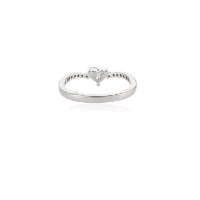Metal 18k Gold Romantic Heart Cut Diamond Promise Ring Gift for Her Size 7 For Sale - Image 7 of 12