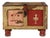 Antique Primitive Folk Art Distressed Keepsake Box in Circus Like Color Motif & Floral Painting For Sale