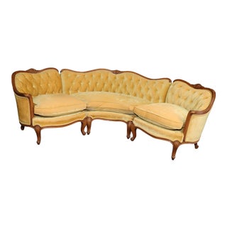 W & J Sloane Louis XV Style Curved 3 Section Sofa For Sale