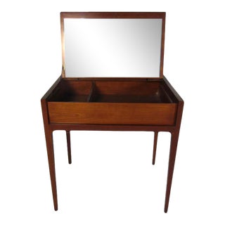 Danish Mid-Century Walnut Vanity With Mirror For Sale
