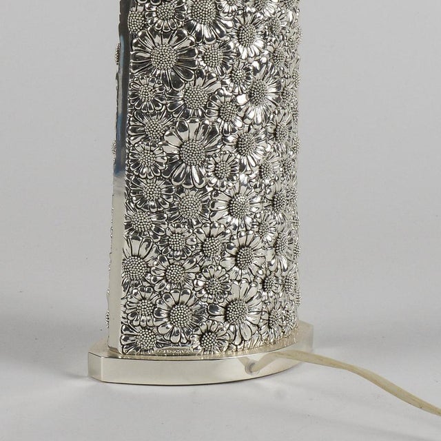 Vintage Lamp in Laminated Silver Metal by Stilarte For Sale - Image 6 of 9