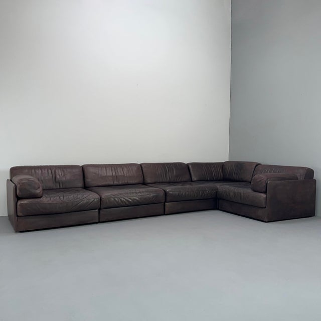 Large DS76 Modular Sofa in Brown Leather from de Sede, Switzerland, 1970s, Set of 5 For Sale - Image 13 of 18
