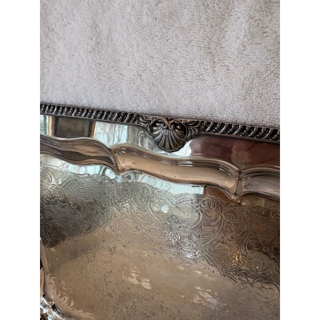 Mid 20th Century Silver Rectangular Shaped Tray For Sale - Image 9 of 11