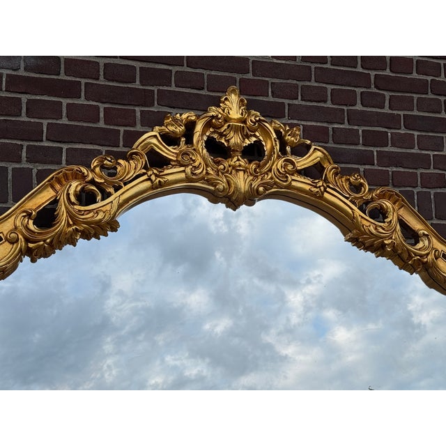 Gold 1950 Italian Rococo Gold Beech Wood Mirror - 1 Pc For Sale - Image 8 of 15