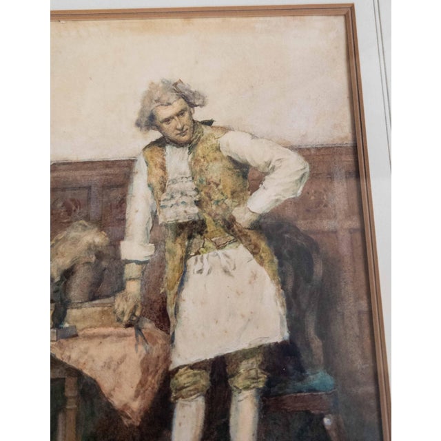 19th Century English Watercolor Painting of an 18th C. Interior Genre Scene For Sale - Image 9 of 14