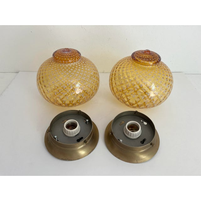 Goldenrod Mid Century Lightolier Wall or Ceiling Lights - a Pair For Sale - Image 8 of 11