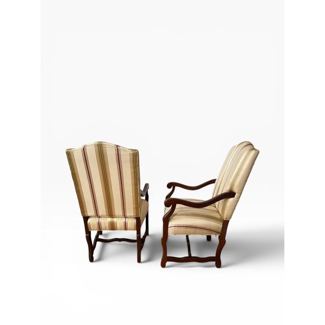 Pair of Pearson Furniture Armchairs – Striped Upholstery & Curved Silhouette For Sale - Image 12 of 15