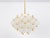 Gold Large Frosted Glass and Brass Chandelier attributed to Kinkeldey, Germany, 1970s For Sale - Image 8 of 14