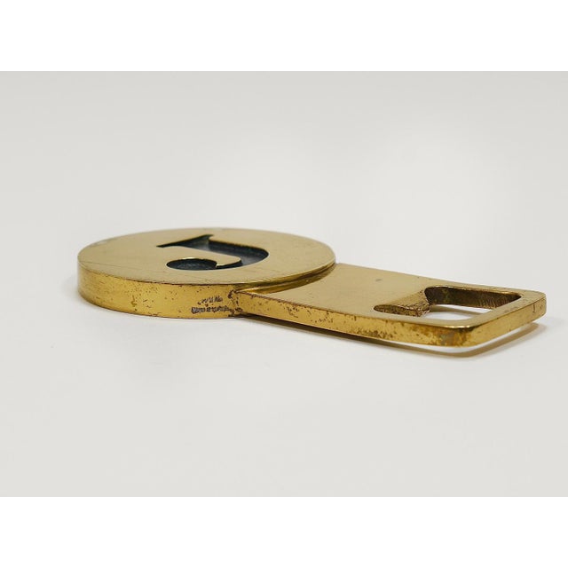 Letter J Initials Brass Bottle Opener #4919 attributed to Carl Auböck, Vienna, 1960s For Sale - Image 10 of 18