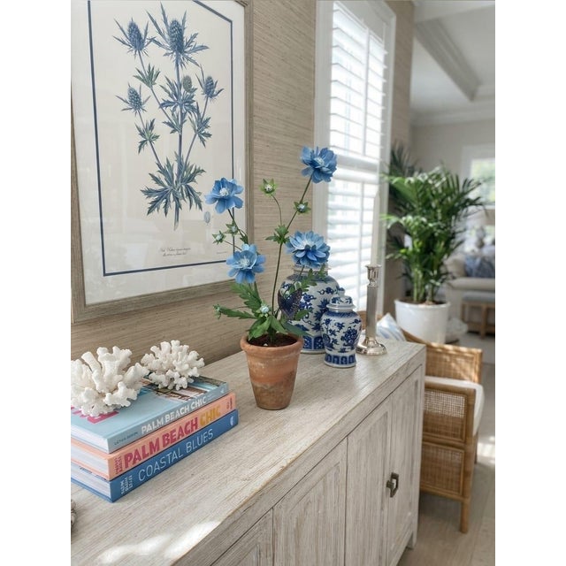 Blue Hand-Crafted Metal Blue Botanical Arrangement in Aged Terracotta Pot For Sale - Image 8 of 12