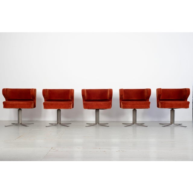 A set of five Poney swivel chairs, designed by Gianni Moscatelli for the Italian manufacturer Formanova in the 1970s. The...