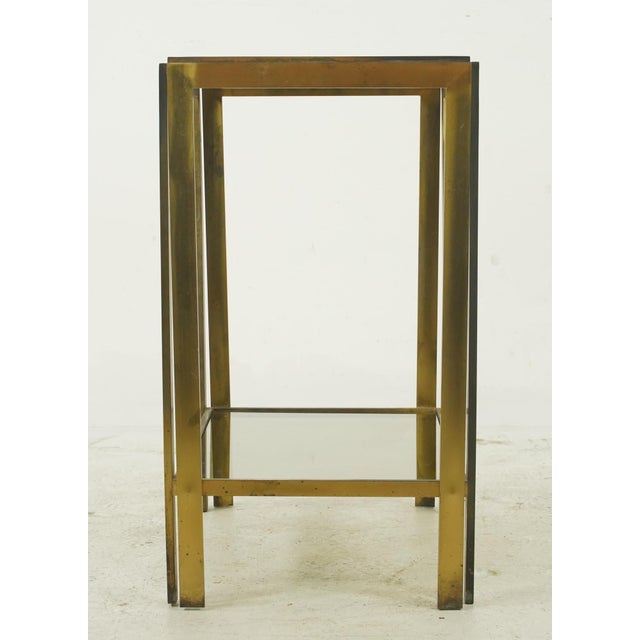Metal Pair of Vintage Mid Century Italian Brass Smoked Glass Side Tables For Sale - Image 7 of 9